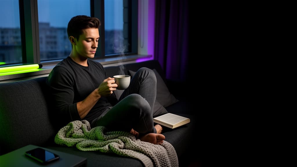 Person relaxing at home after finishing their day
